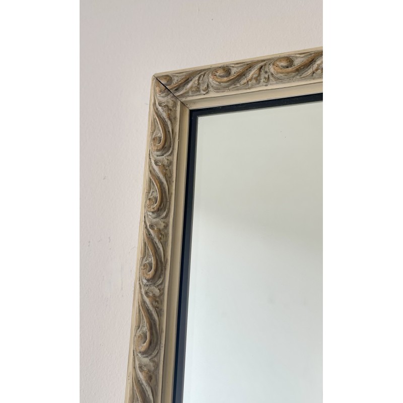 Vintage decorative white frame wall mirror, 1960-1970