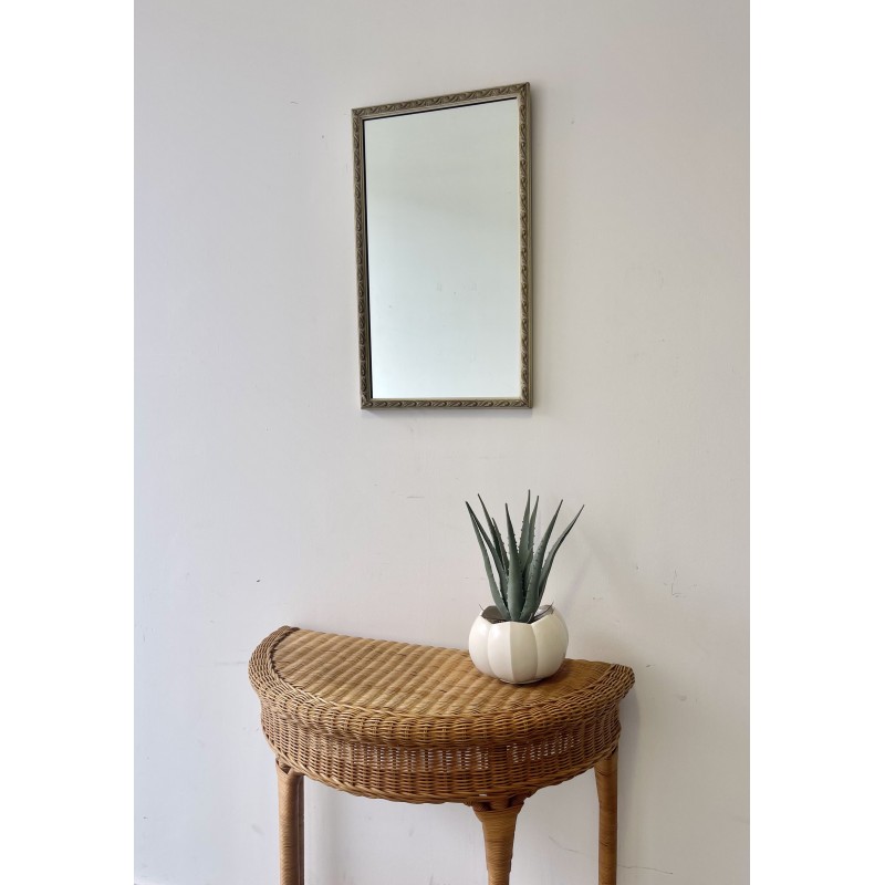 Vintage decorative white frame wall mirror, 1960-1970