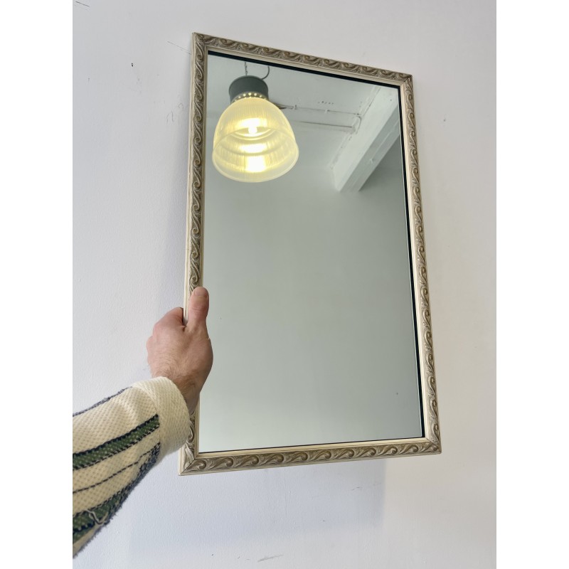 Vintage decorative white frame wall mirror, 1960-1970