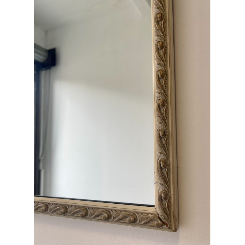 Vintage decorative white frame wall mirror, 1960-1970