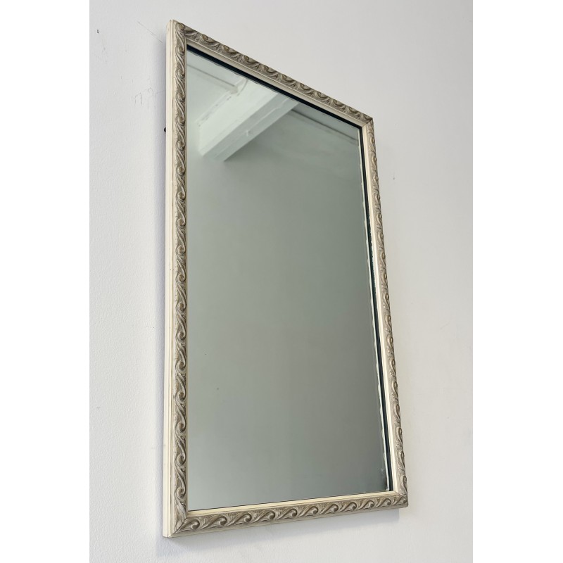 Specchio da parete vintage con cornice bianca, 1960-1970