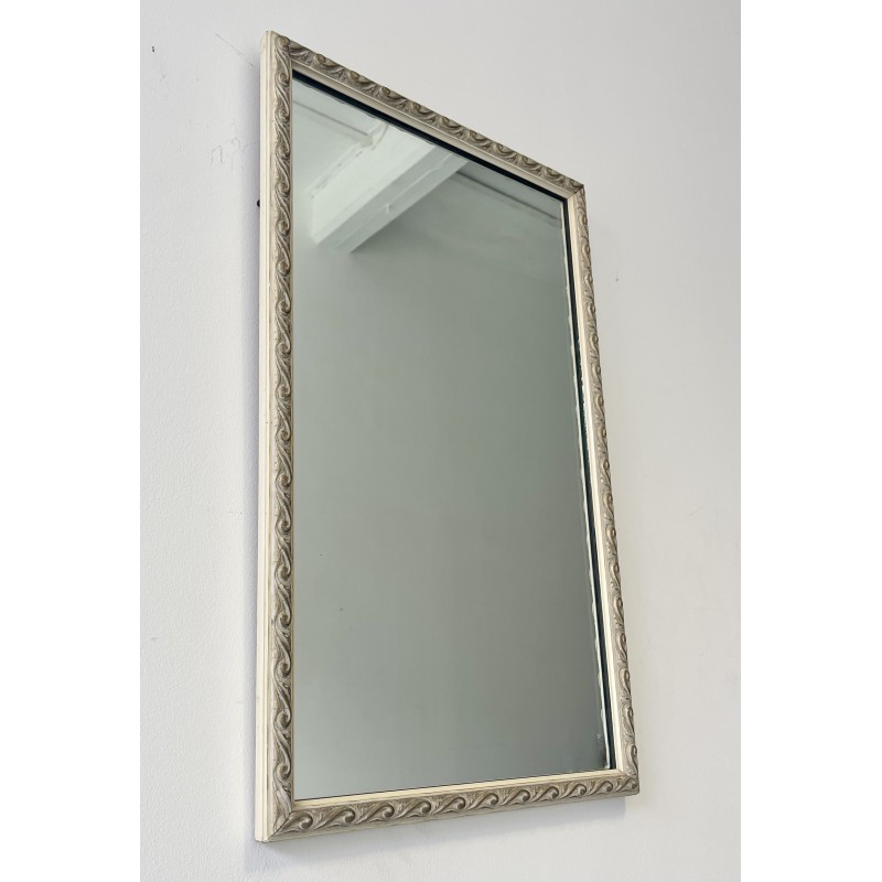 Vintage decorative white frame wall mirror, 1960-1970