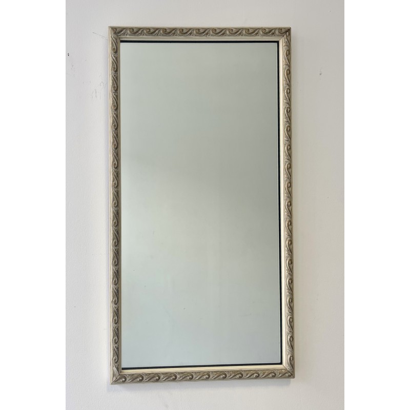 Vintage decorative white frame wall mirror, 1960-1970