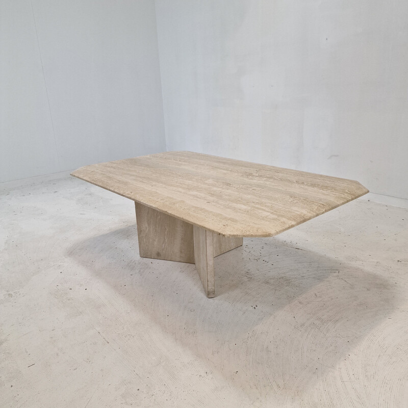 Italian vintage coffee table in travertine, 1980s