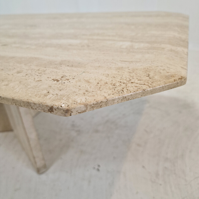 Italian vintage coffee table in travertine, 1980s