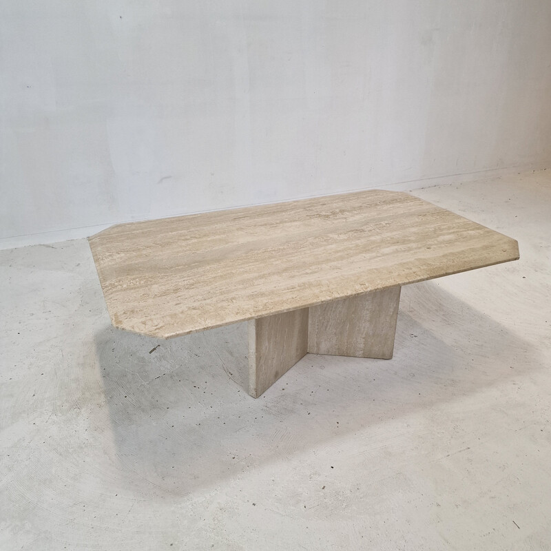 Italian vintage coffee table in travertine, 1980s