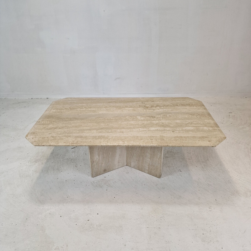 Italian vintage coffee table in travertine, 1980s