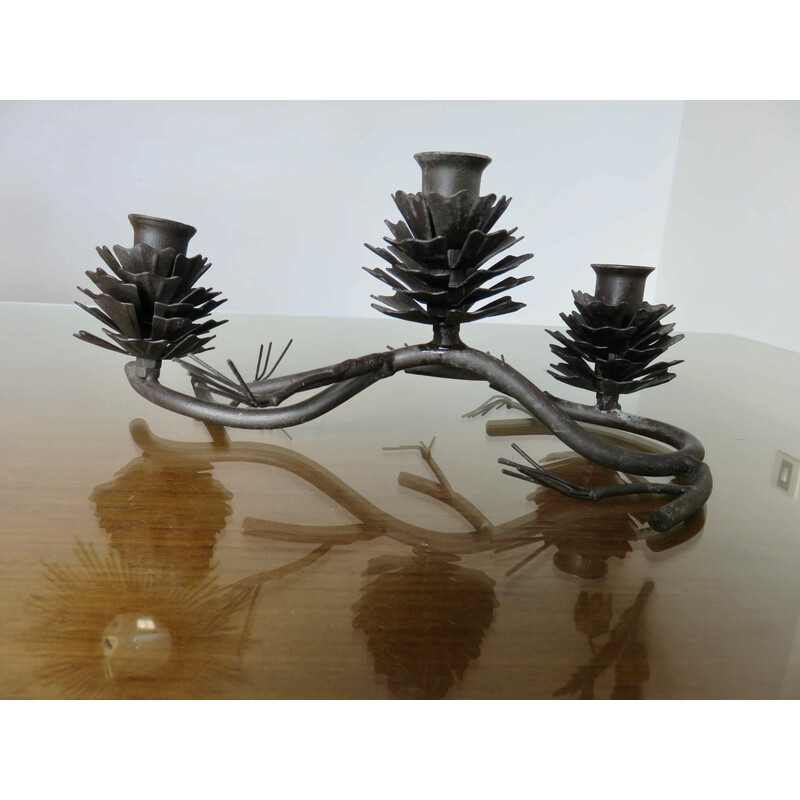 Vintage Brutalist candlestick "pine cone", Austria 1970