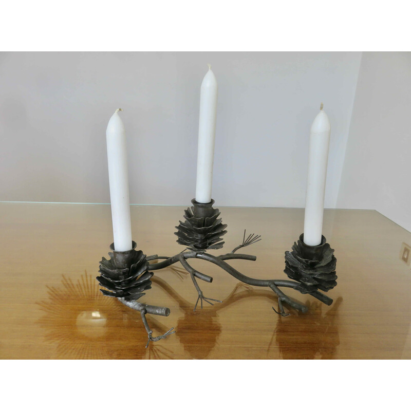 Vintage Brutalist candlestick "pine cone", Austria 1970