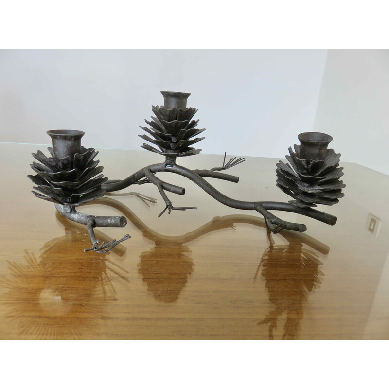 Vintage Brutalist candlestick "pine cone", Austria 1970