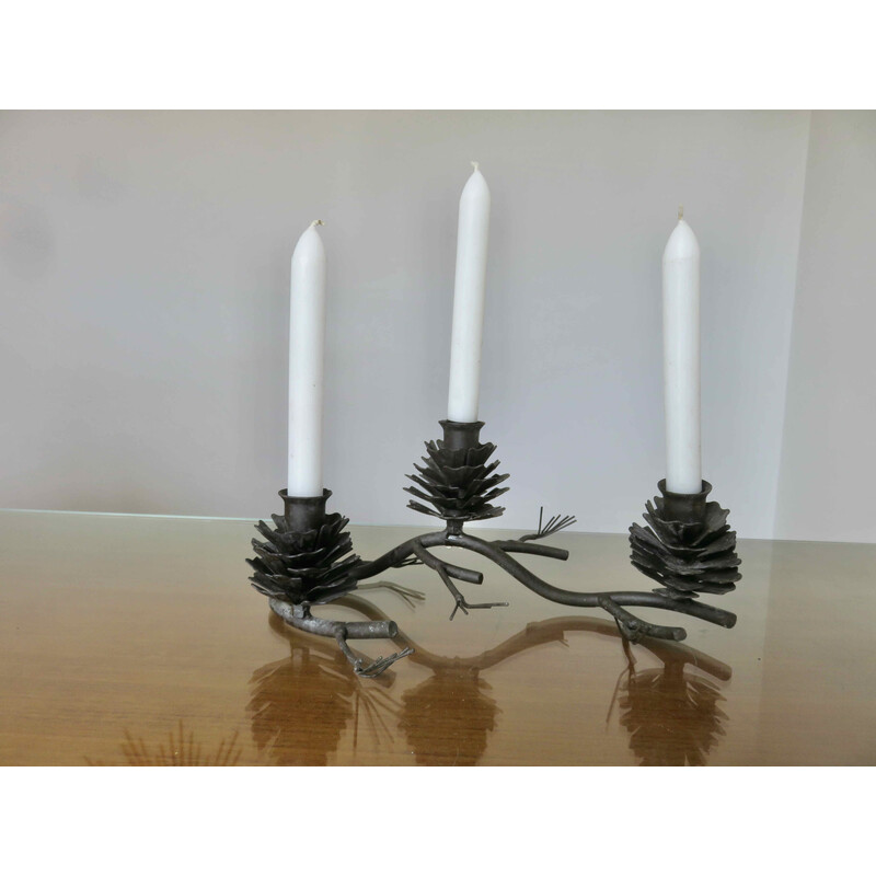 Vintage Brutalist candlestick "pine cone", Austria 1970