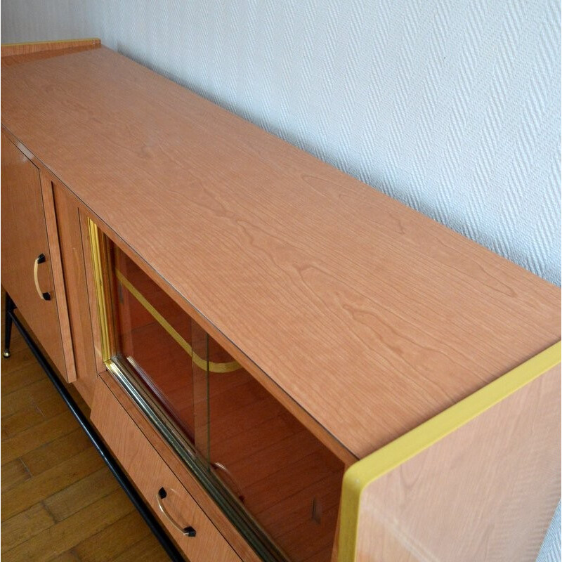 Buffet marron en bois et en métal - 1950