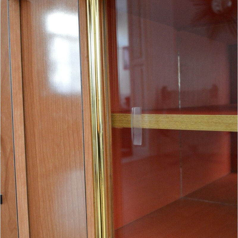 Brown highboard in wood and metal - 1950s