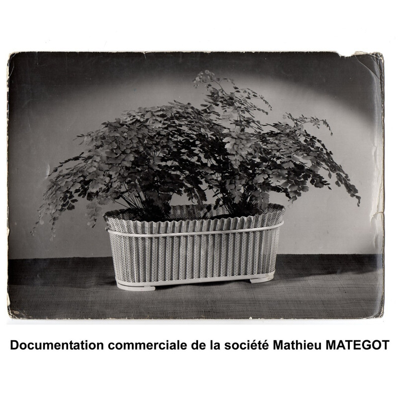 Jardinière grand modèle en rigitulle noir Mathieu Matégot - 1950
