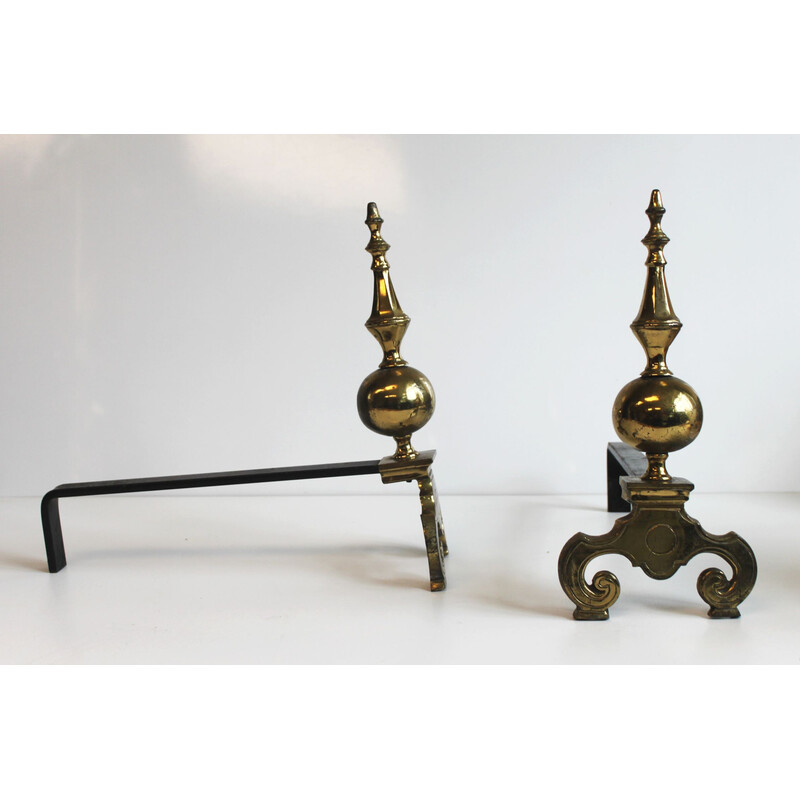 Pair of vintage bronze andirons