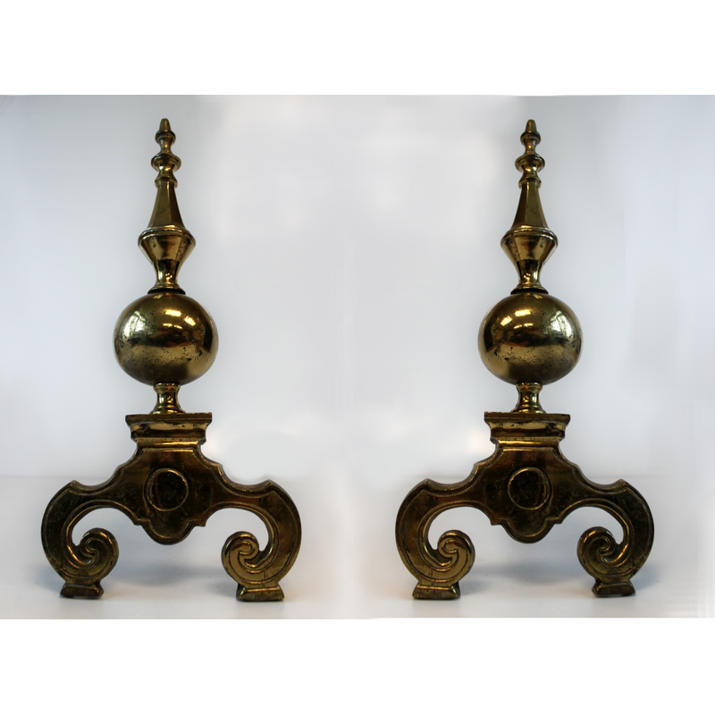 Pair of vintage bronze andirons