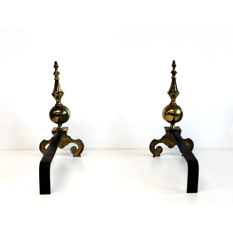 Pair of vintage bronze andirons