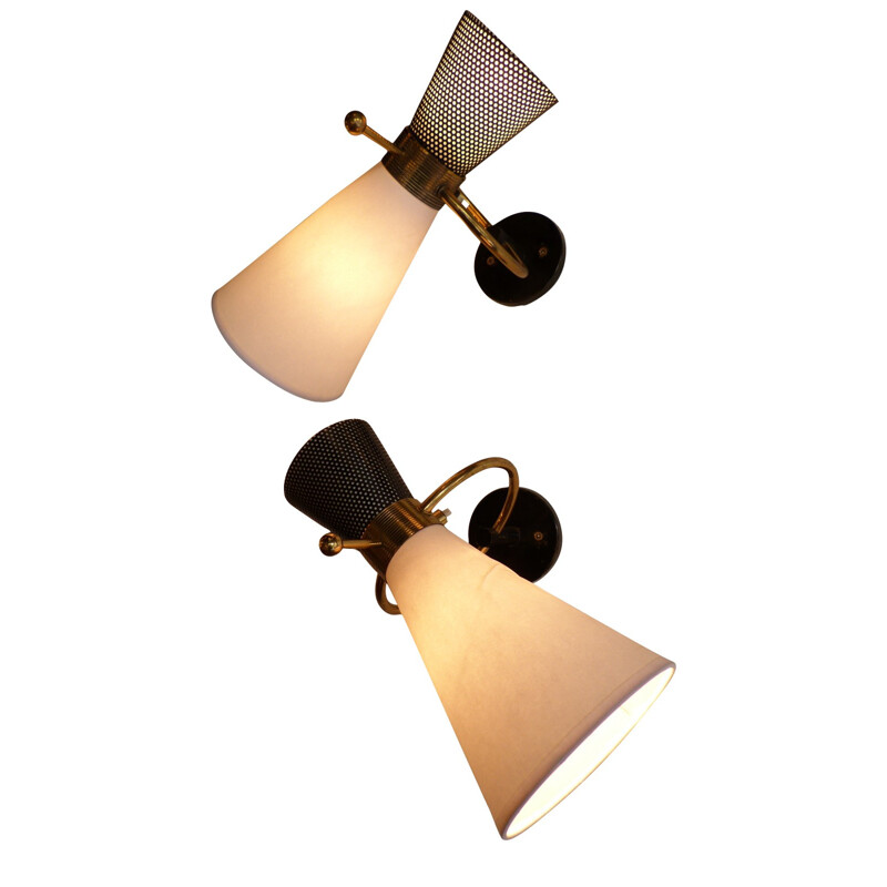 Pair of French wall lamps - 1950s