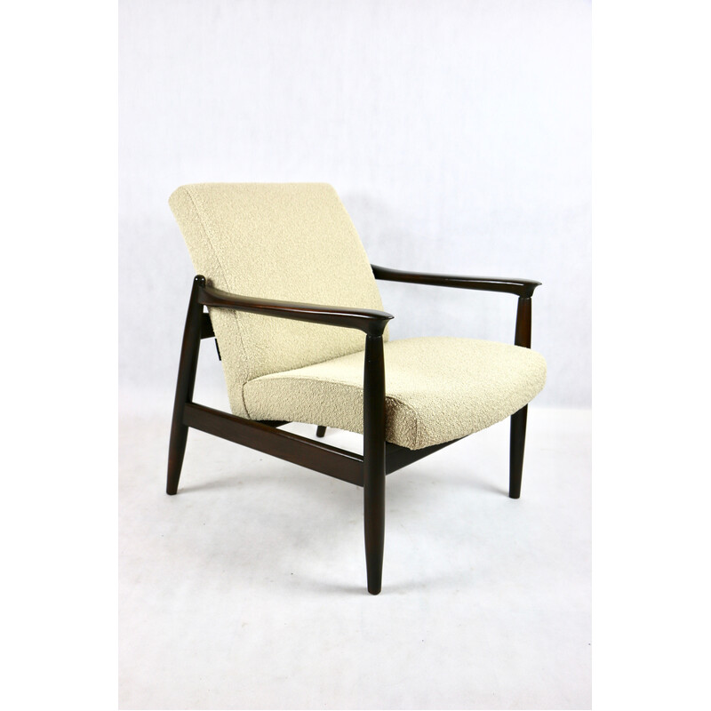 Vintage beige boucle Gfm-64 armchair by Edmund Homa, 1970s