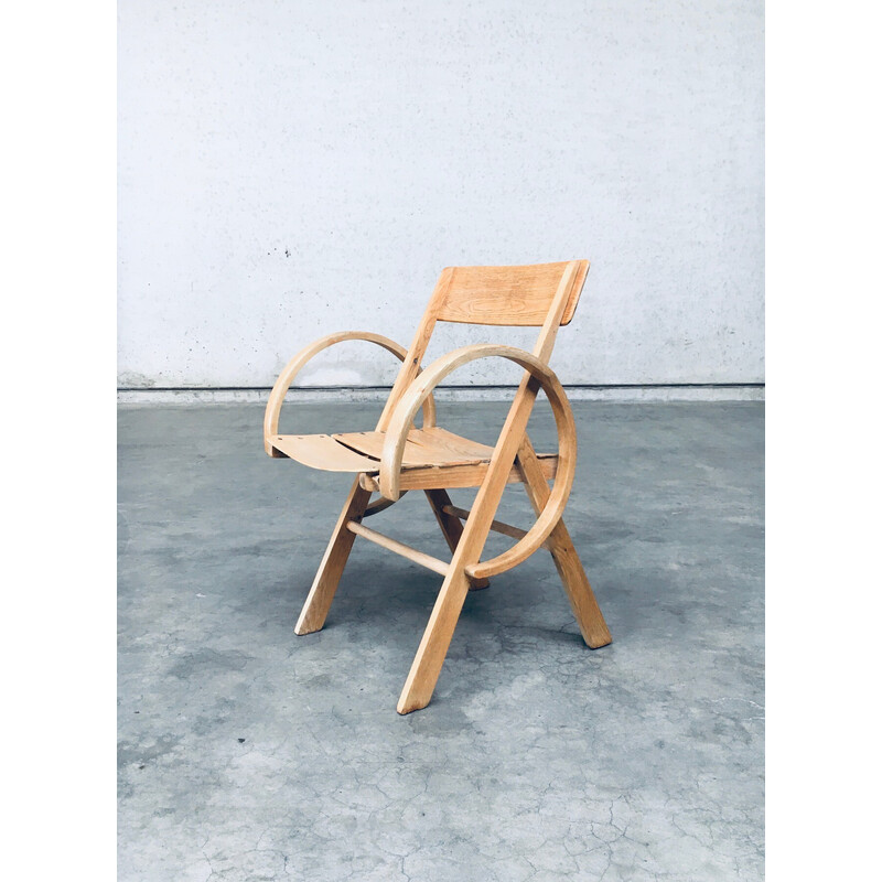 Paire de fauteuils vintage en bois de chêne, France 1950