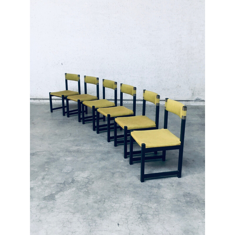 Conjunto de 6 cadeiras de jantar de meados do século por J. Batenburg para Mi, Bélgica 1969