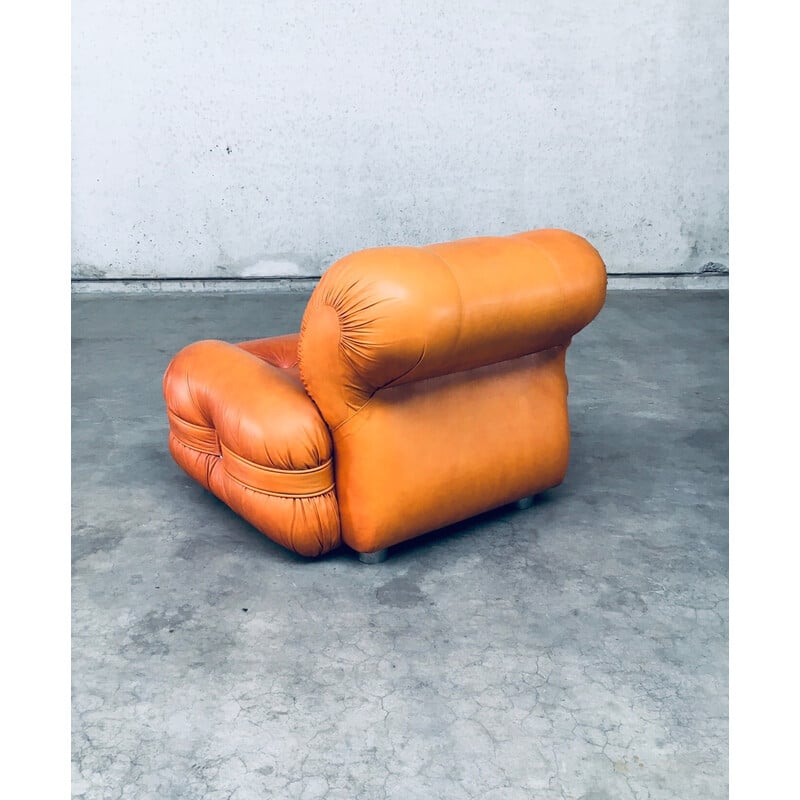 Pair of mid century Italian leather armchairs, 1970s