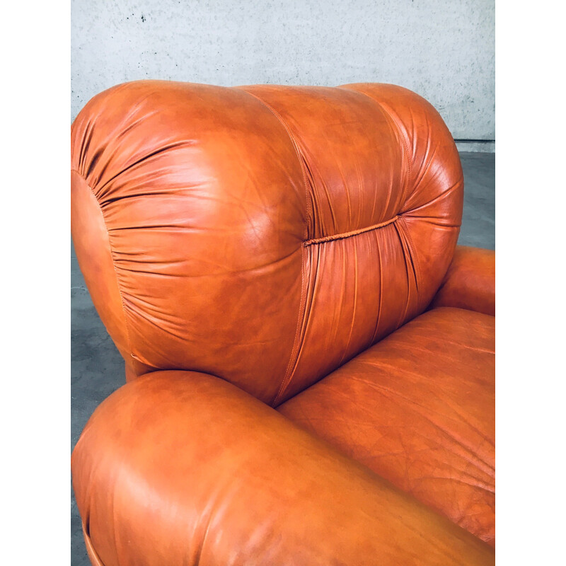 Pair of mid century Italian leather armchairs, 1970s