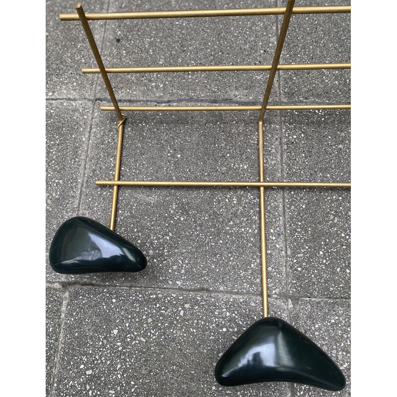 Vintage wall coat rack with three pegs by Georges Jouve for Marcel Asselbur
