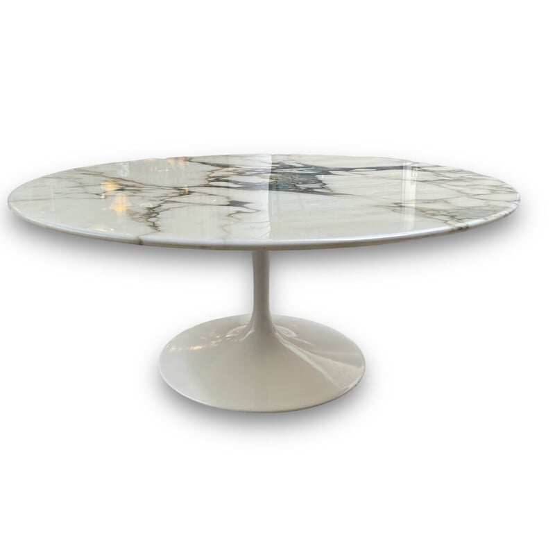 Tavolino circolare vintage con piano in marmo di Eero Saarinen per Knoll International