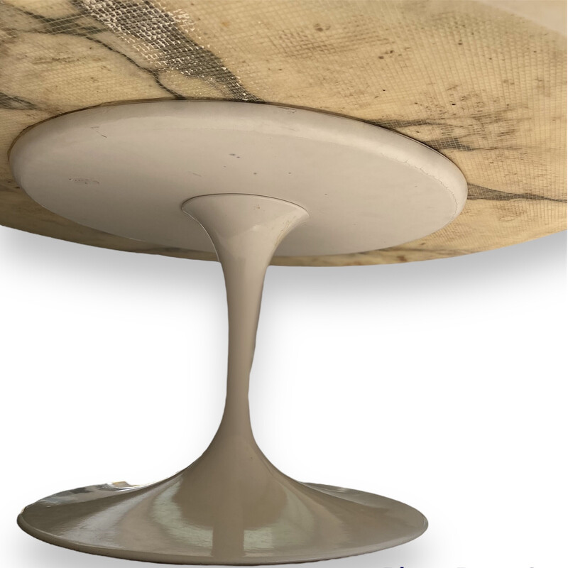 Table basse circulaire vintage à plateau en marbre par Eero Saarinen pour Knoll International
