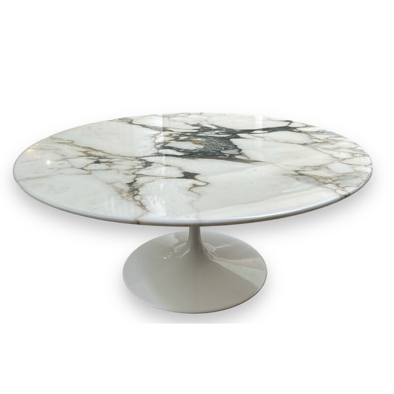Mesa de centro circular vintage con tapa de mármol de Eero Saarinen para Knoll International