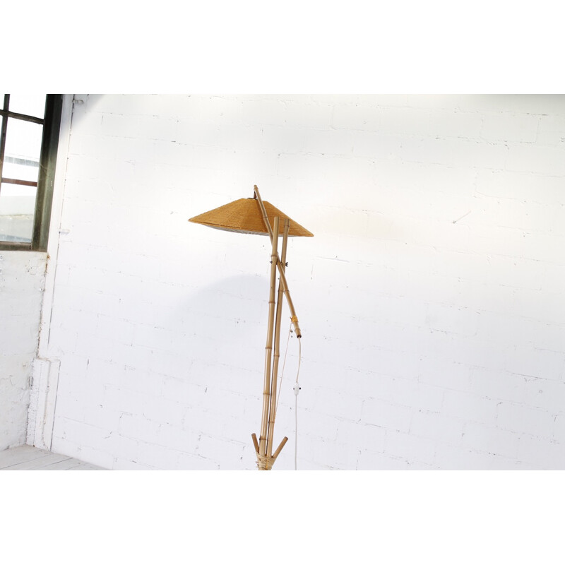 Vintage bamboo floor lamp from Munich - 1950s