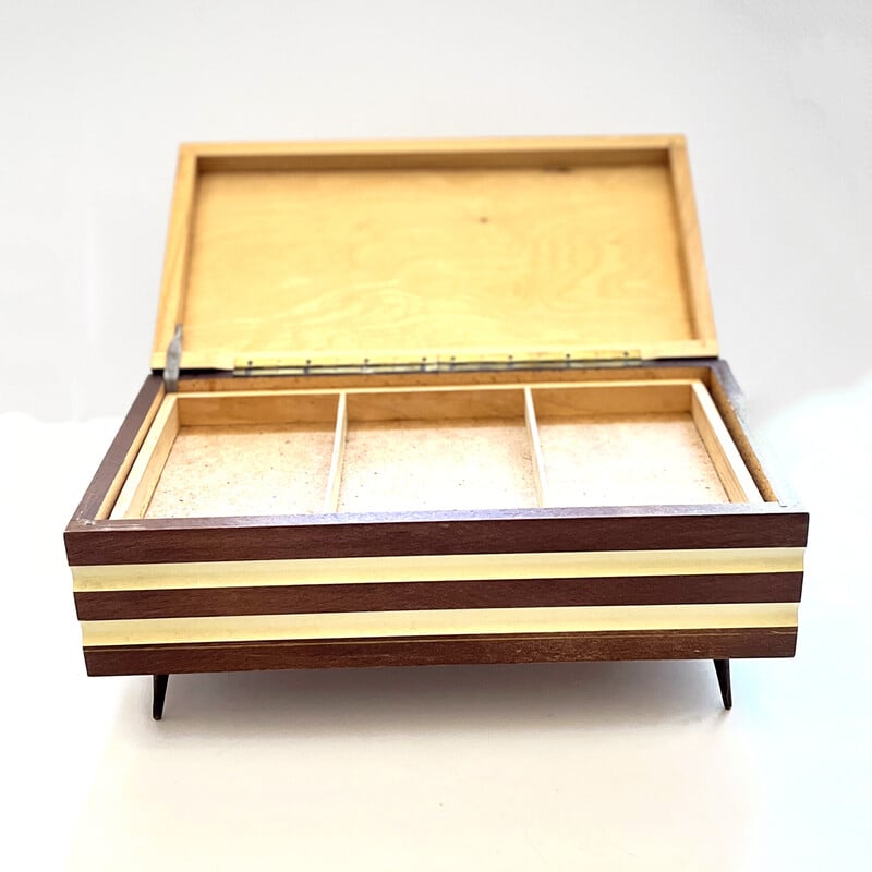 Scandinavian vintage wooden jewelry box, Germany 1960