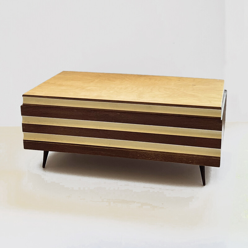 Scandinavian vintage wooden jewelry box, Germany 1960