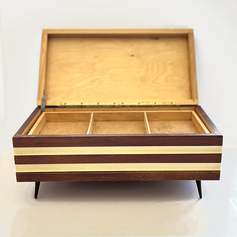 Scandinavian vintage wooden jewelry box, Germany 1960