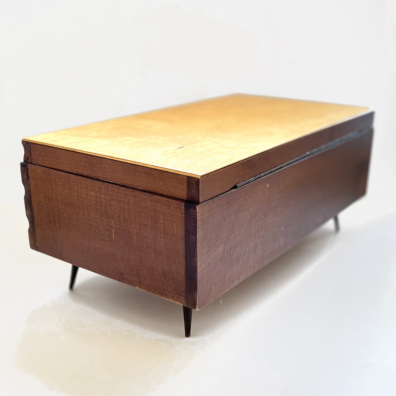 Scandinavian vintage wooden jewelry box, Germany 1960