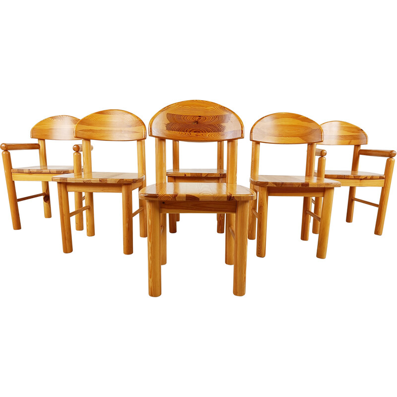 Set of 6 vintage pine chairs by Rainer Daumiller for Hirtshals Savvaerk, Denmark 1980