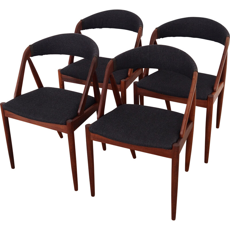 Conjunto de 4 cadeiras dinamarquesas vintage em teca de Kai Kristiansen, década de 1970