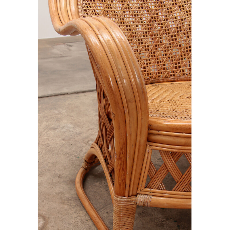 Pair of vintage bamboo armchairs, France 1960