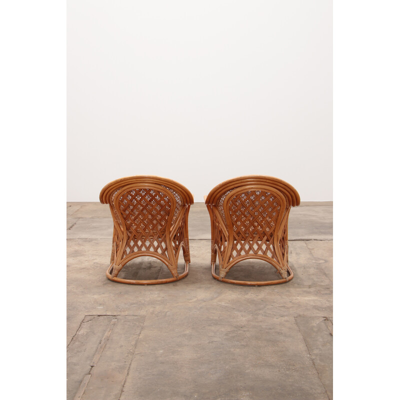 Pair of vintage bamboo armchairs, France 1960