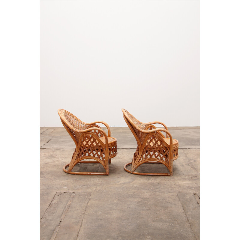 Pair of vintage bamboo armchairs, France 1960