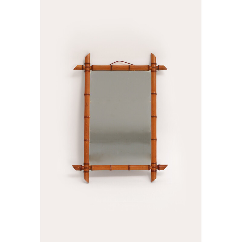 Vintage bamboo mirror, France 1920