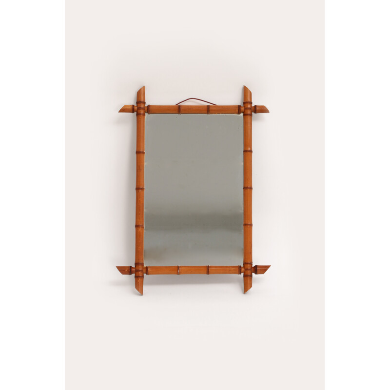 Vintage-Spiegel aus Bambus, Frankreich 1920
