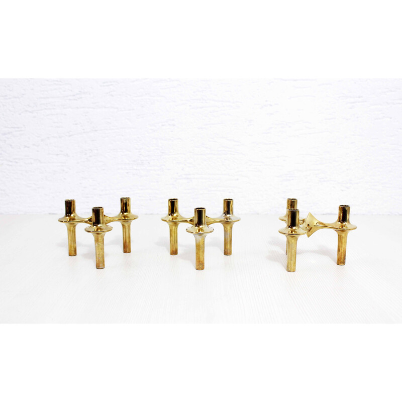 Set of 3 vintage modular candleholders by Fritz Nagel, 1970