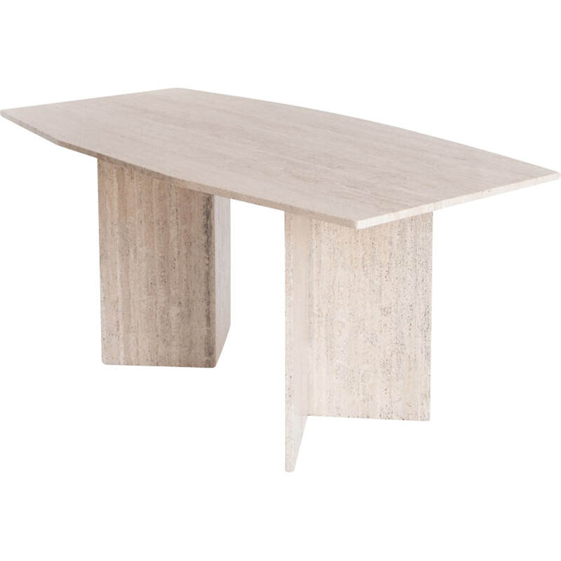 Vintage travertine marble table, Italy 1990