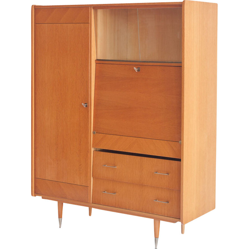 Vintage secretary in oak wood, France 1960