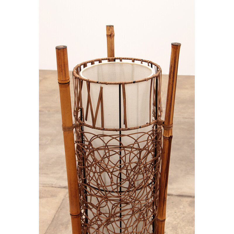 Vintage floor lamp in bamboo and rattan, Italy 1960