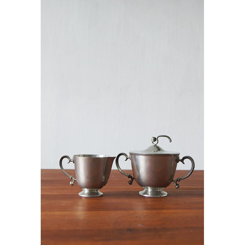 Vintage creamer and sugar bowl set by Edvin Ollers for Schreuder and Olsson, 1920