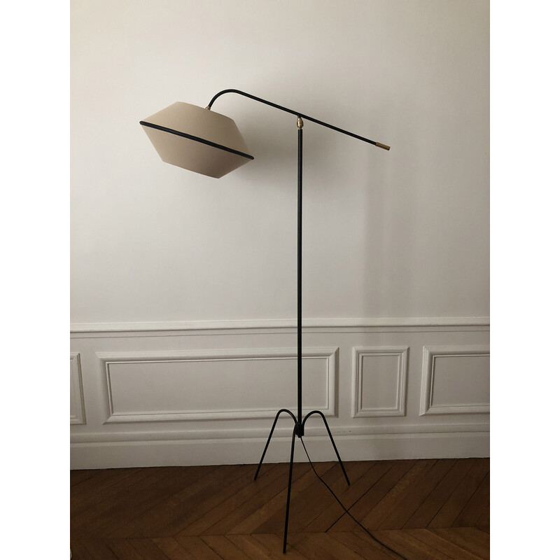 Vintage vloerlamp van metaal en messing, 1950