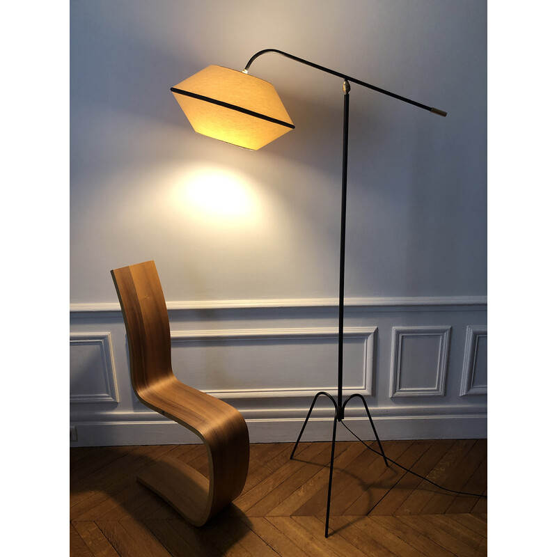 Vintage metal and brass floor lamp, 1950